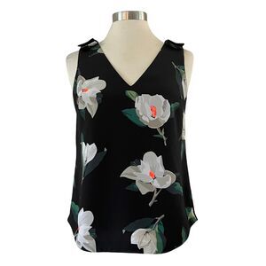 Banana Republic Sleeveless Blouse Relaxed Black White Floral XS